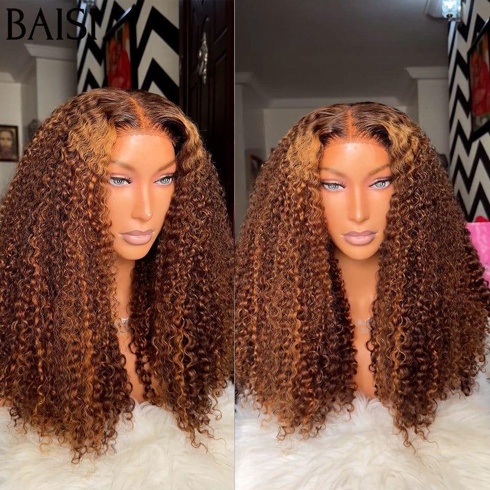 BAISI 4X4Perruques de Luxe Volume 250% densité en Couleur 4#Mix30# Curly Wave double drawn mèches vièges en 100% Cheveux Humains