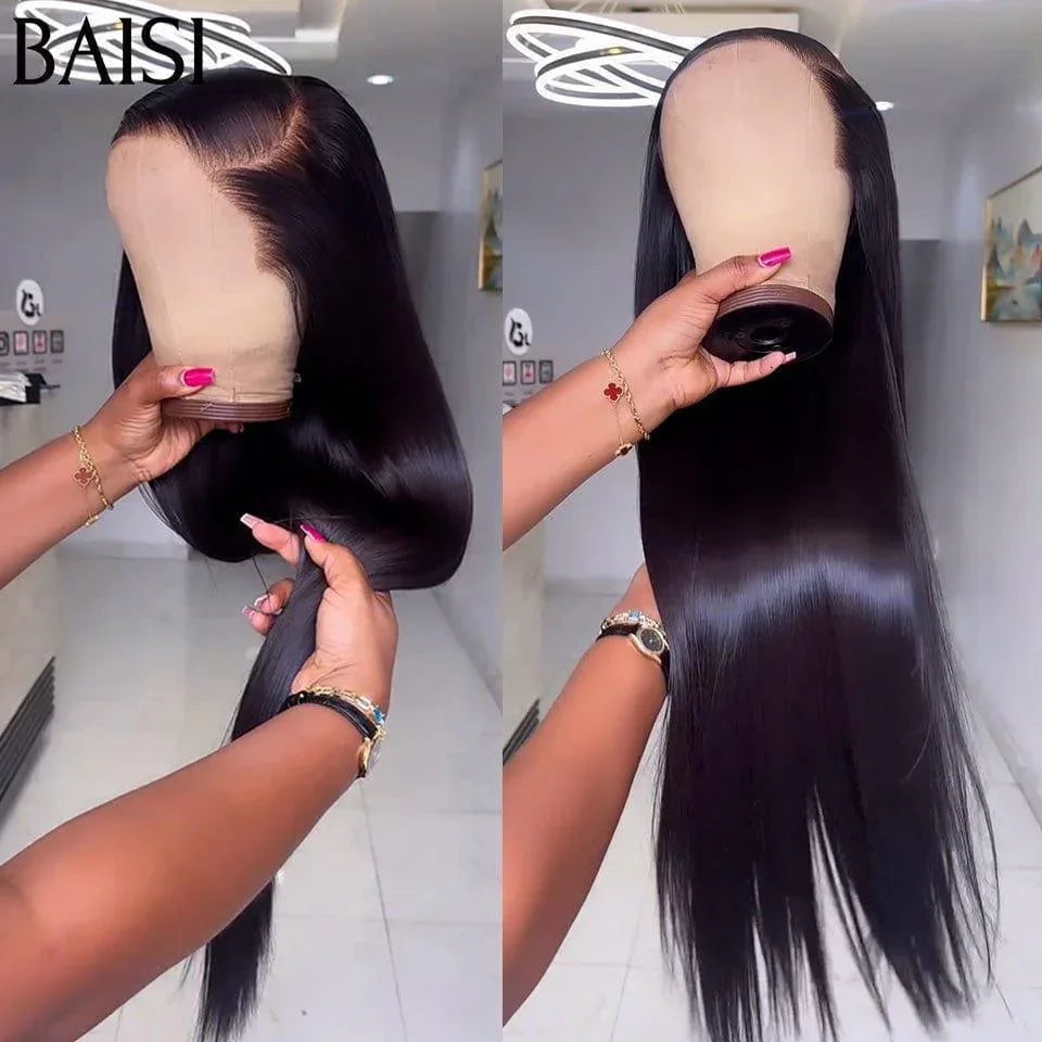 BAISI 15A SDD BONE STRAIGHT 100% Vietnam Hair 13X4 Perruques de Luxe Lisse A1 Fabriquées par les cheveux double drawn mèches vièges volume 250% densité plus de 20 ans d' utilisations