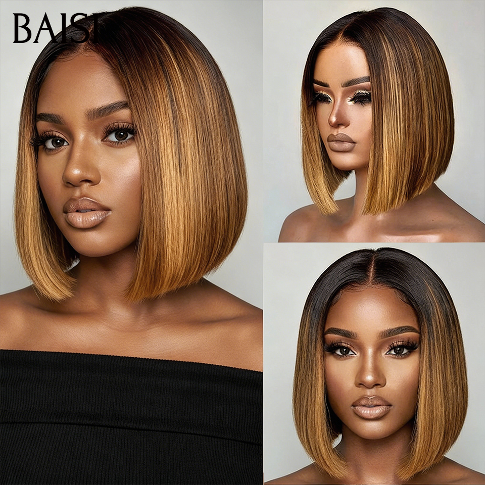 BAISI Grande Promoção Peruca Bob Lisa Lace Frontal 13x4 75€ na Cor Castanho Misto Mel #4/27 em 100% Cabelo Humano D