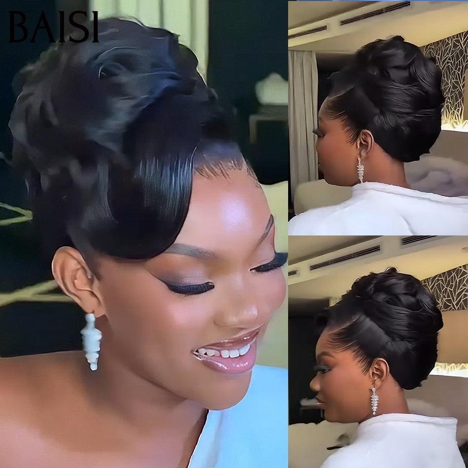 BAISI Coiffure de luxe Mia Perruques Mariage Prête à porter chignon et personalisation comme sur la vidéo 100% identique avec lace frontale événement spécial BS120