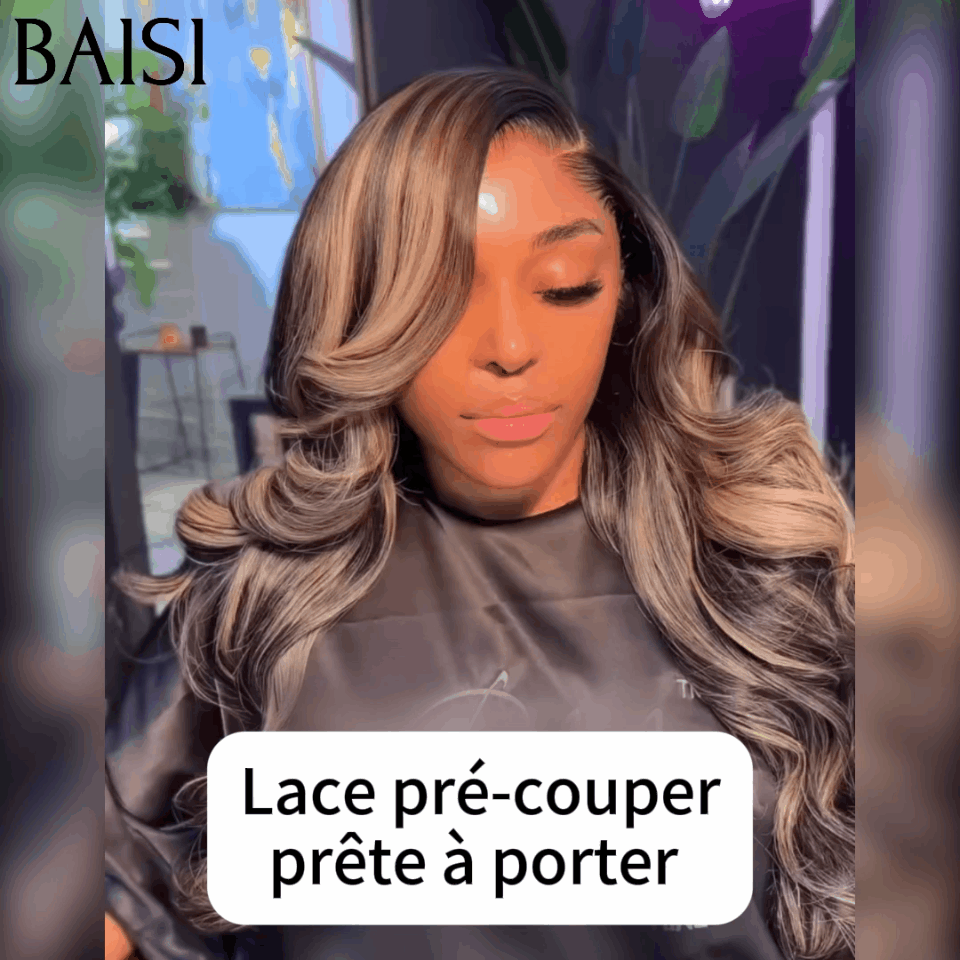 BAISI, vorgezupfte, unsichtbare Spitze vorne, vorgezupft, makelloses Ergebnis, 13x4 Frontal, gerade Perücke in Farbe #1B4, vorgezupft, kein Kleber erforderlich, aus 100 % Rohhaar, Spitze bereits geschnitten
