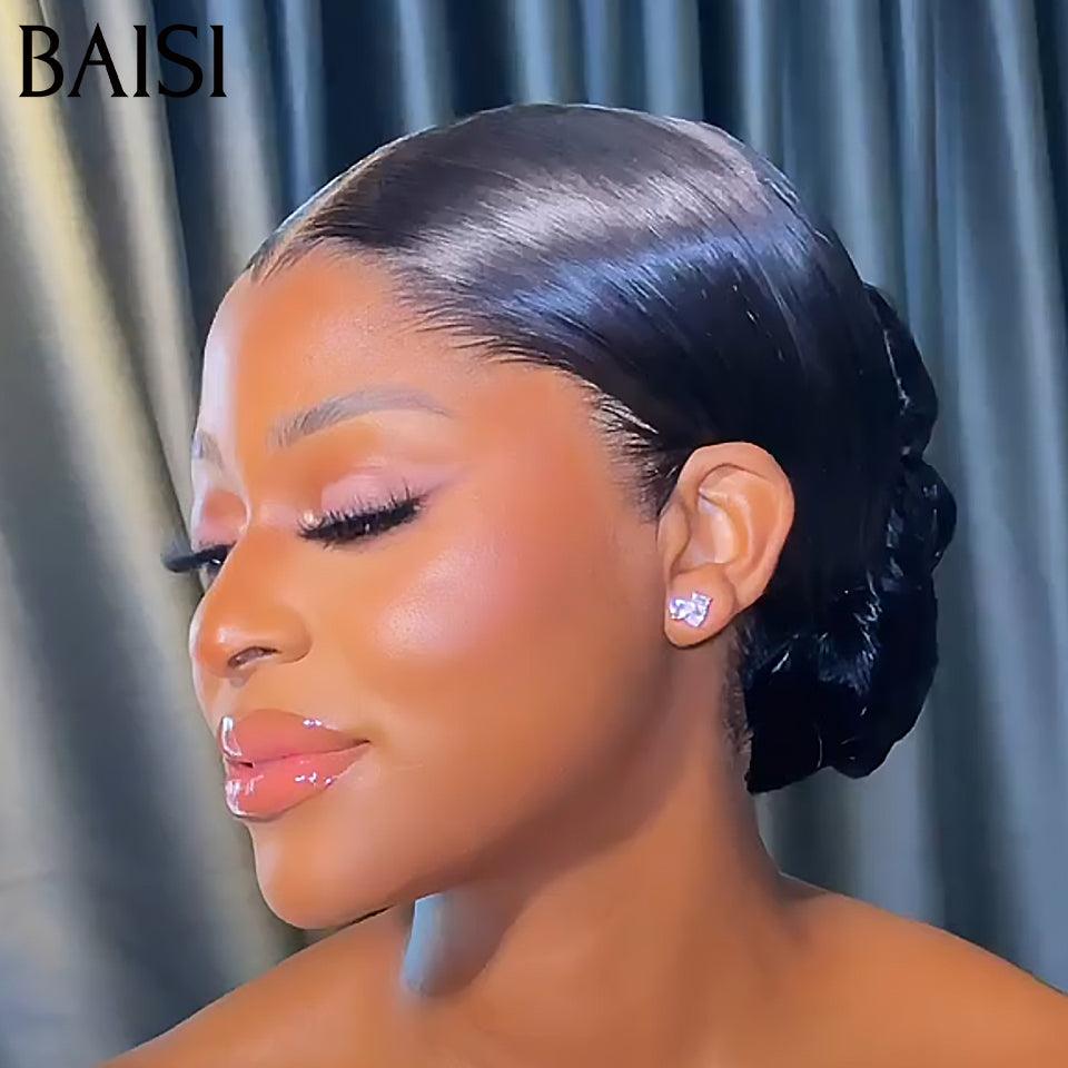 BAISI Coiffure de luxe Jade Perruques Mariage noir Prête à porter chignon et personalisation comme sur la vidéo 100% identique avec lace frontale événement spécial FR38