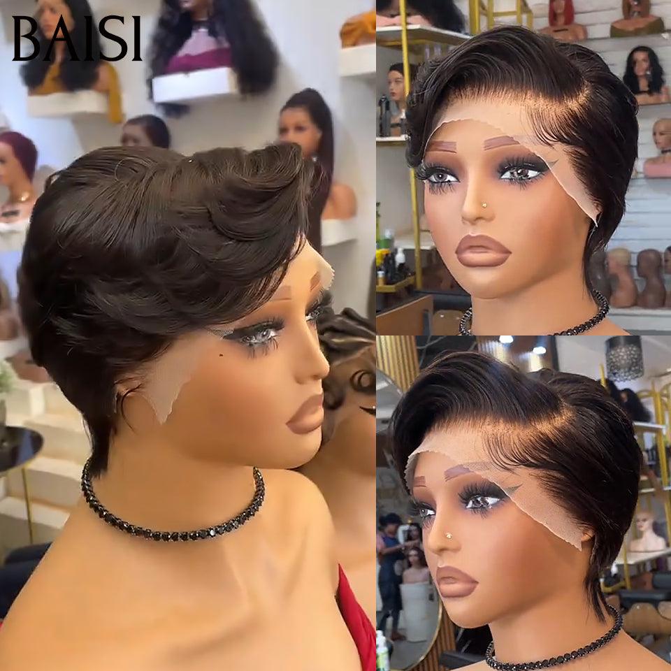 BAISI Pixie Finger Wave Wig corte pequeño 13x4 Lace Front 6 pulgadas 79 € En cabello 100% humano BAISI20