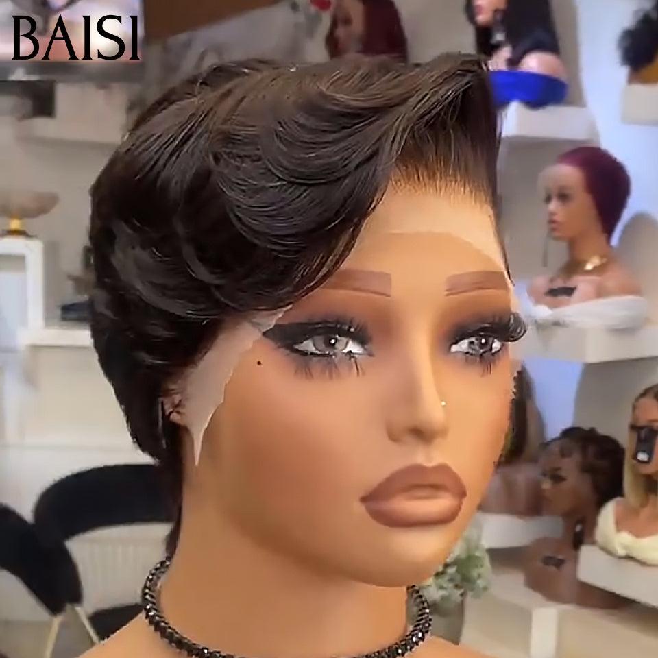 BAISI Pixie Finger Wave Wig corte pequeño 13x4 Lace Front 6 pulgadas 79 € En cabello 100% humano BAISI20