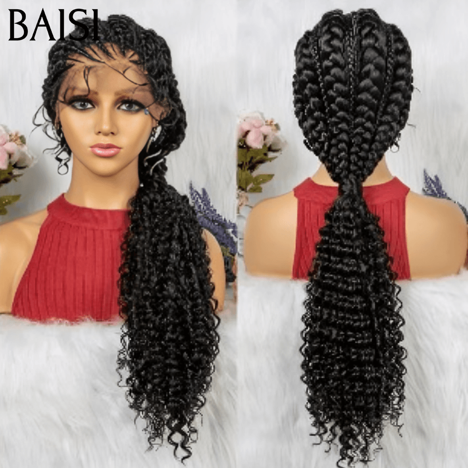 Trança de cabelo sintético de renda completa BAISI
