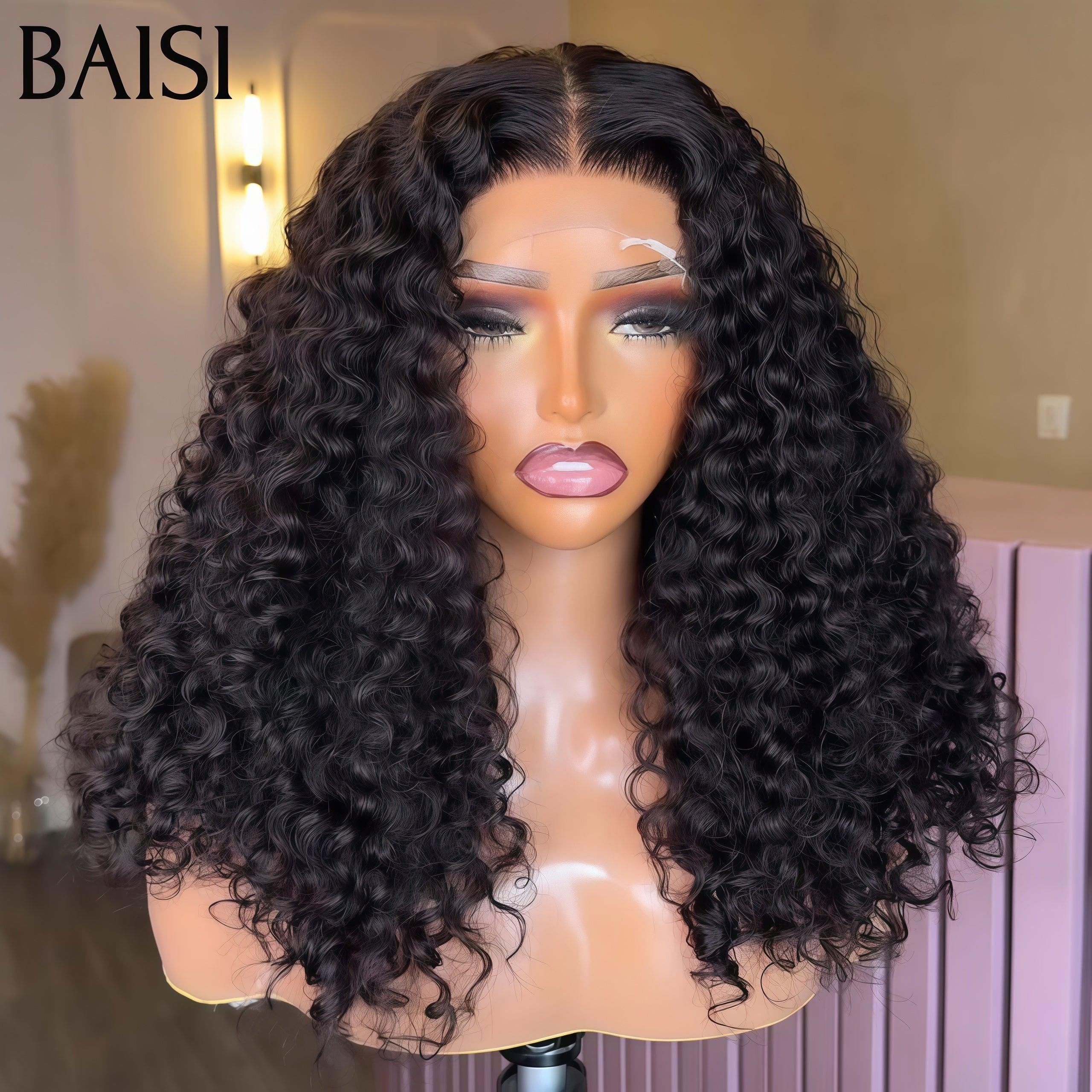 BAISI Grande SOLDES 4X4 Closure Perruque 14 Pouces water wave moitié prix 250% Densité 100% Cheveux humains MP50