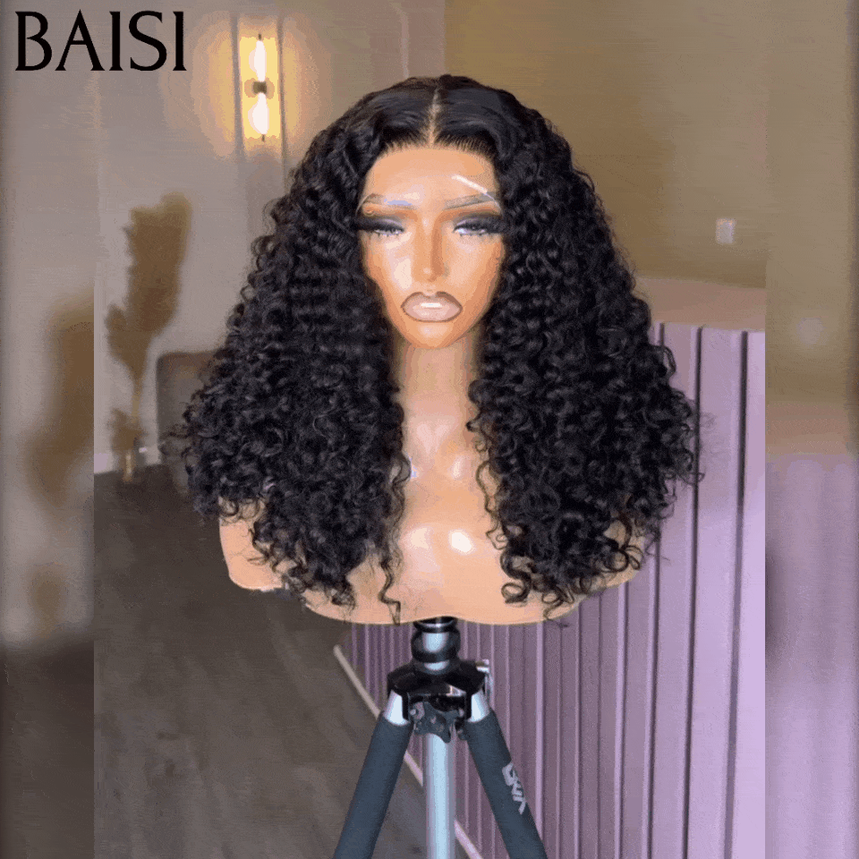 BAISI Grande SOLDES 4X4 Closure Perruque 14 Pouces water wave moitié prix 250% Densité 100% Cheveux humains MP50