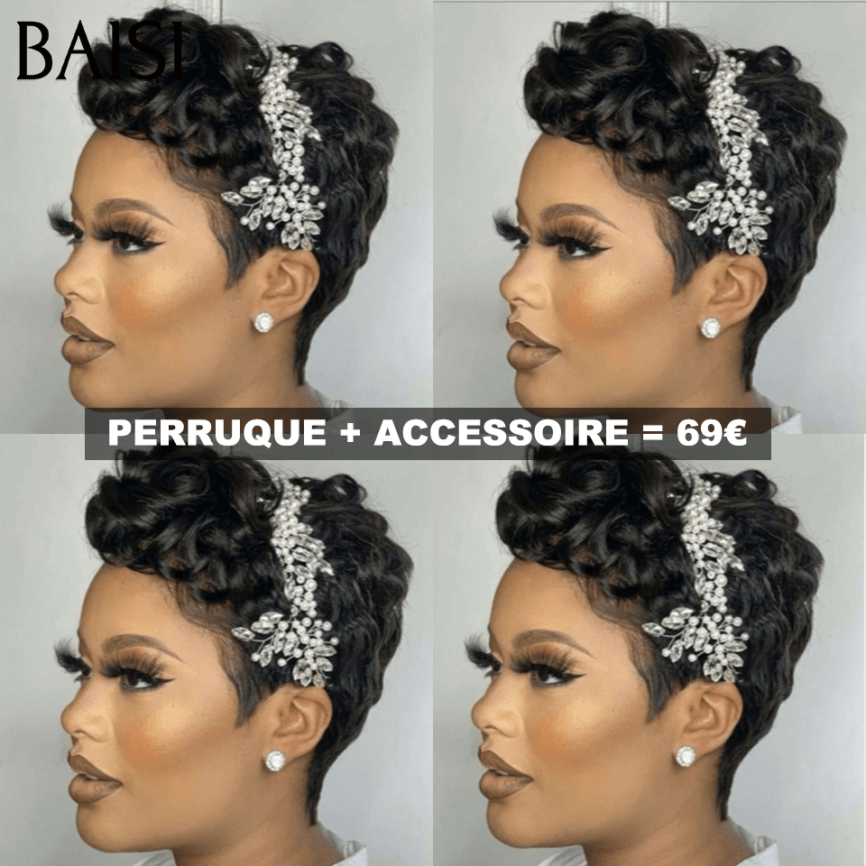 BAISI Pixie Finger Wave Wig small cut 13x4 Lace Frontal 6 inches €79 In 100% Human Hair BAISI20