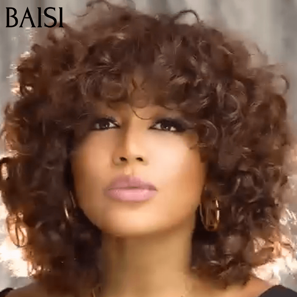 Oferta Flash BAISI 77€ Peluca Bob EGG ondulada con Flequillo en Negro Sin Encaje en Cabello 100% Humano FR20