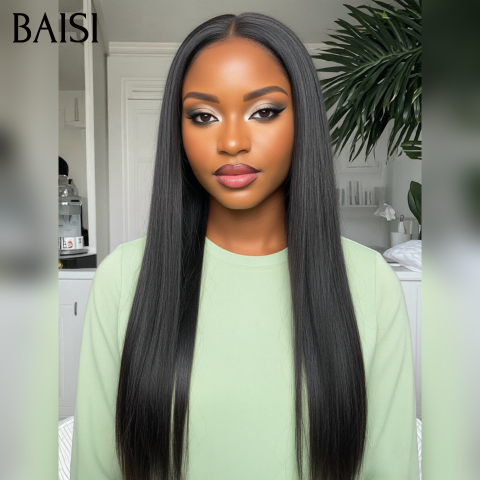 BAISI 13x4 lace frontal Lisse 20 pouce Raw Hair 120€ ou 2 Perruques 314€ Sans Colle Facile à Porter en 100% vrais cheveux humains Lace déjà couper