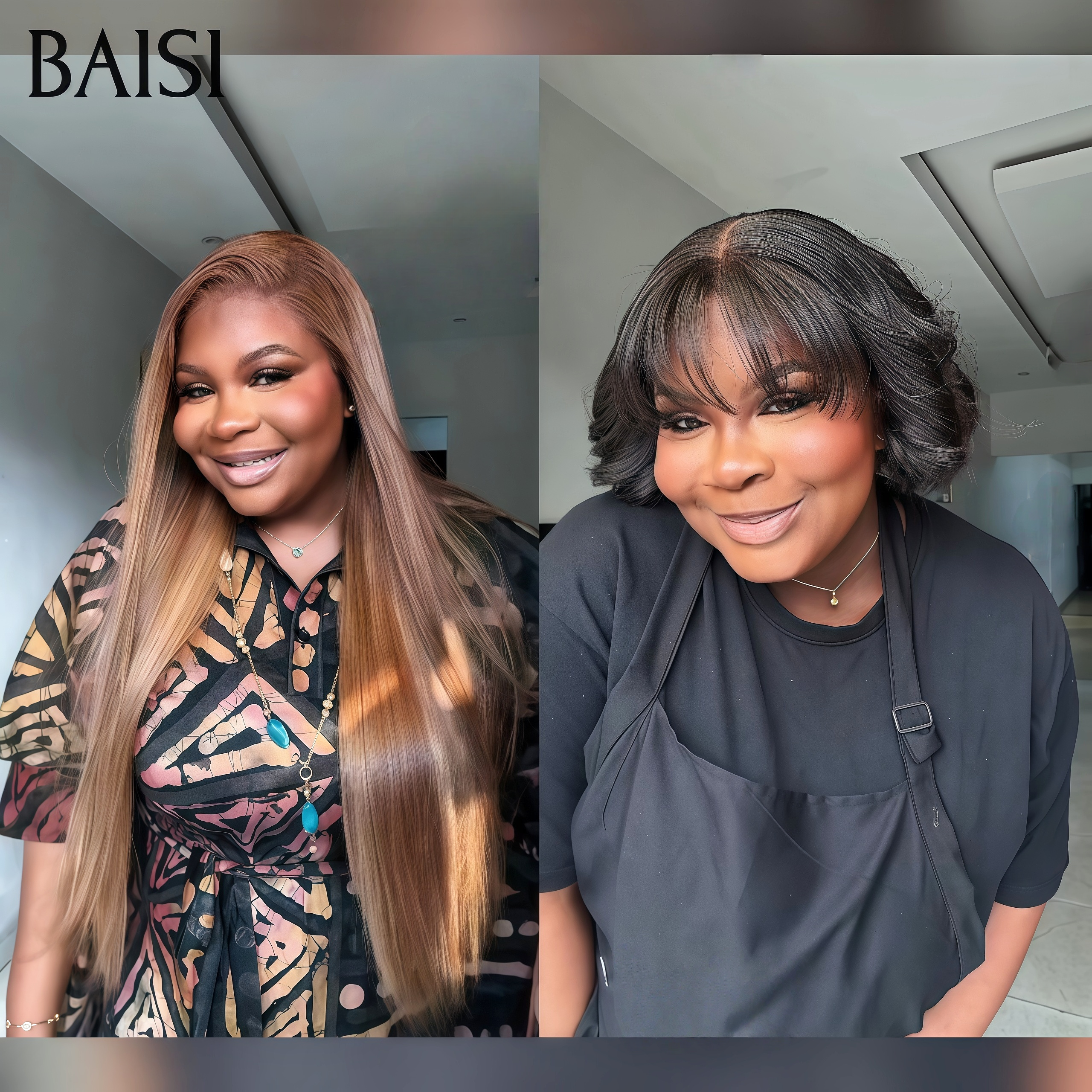 BAISI promotion 13x4 lace frontal Perruque Mixte Miel Lisse 129€ ou Body wave avec Frange BOB 79€ en 100% Cheveux Humains