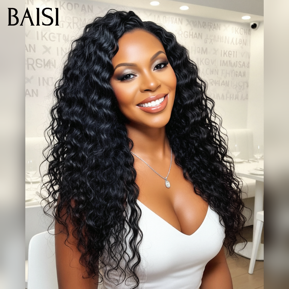 BAISI Achetez 2 perruques minimum au prix d'usine fournisseur en France TVA 0€ 48H arrivé 13x4 Lace Frontal Perruque deep wave En 100% Cheveux Humains (Pas Besoins De Code)
