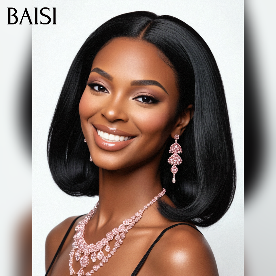 BAISI 100% Capelli Vietnam 2X6 Bob Parrucca Naturale Liscia BONE Straight 10 Pollici 89€ di lusso metà prezzo 300% Densità MP50