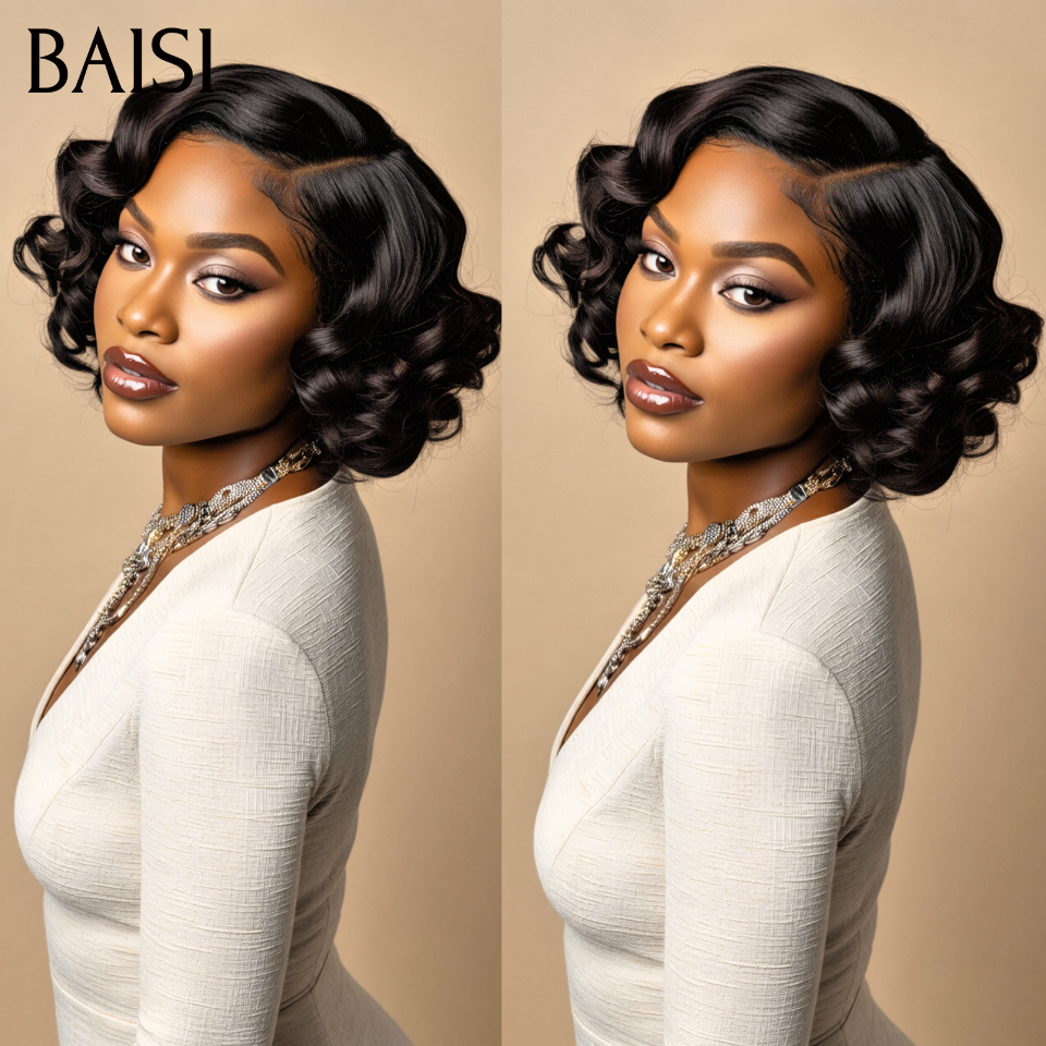 BAISI Achetez 2 perruques minimum au prix d'usine fournisseur en France TVA 0€ 48H arrivé Egg Wave en noir 66€ et T PART LACE PERRUQUE BOUCLÉE CURLY EN 100% CHEVEUX HUMAINS EN COULEUR MARRON (Pas Besoin de Code) B