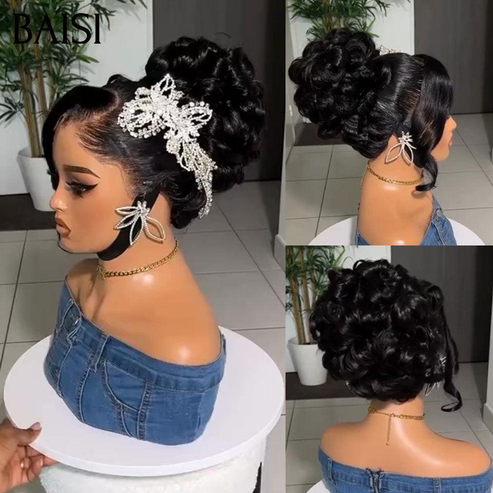 BAISI Coiffure de luxe Carol Perruques Mariage + Accessoires gratuits Prête à porter chignon et personalisation comme sur la vidéo 100% identique avec lace frontale pour mariage ou événement spécial VIP100