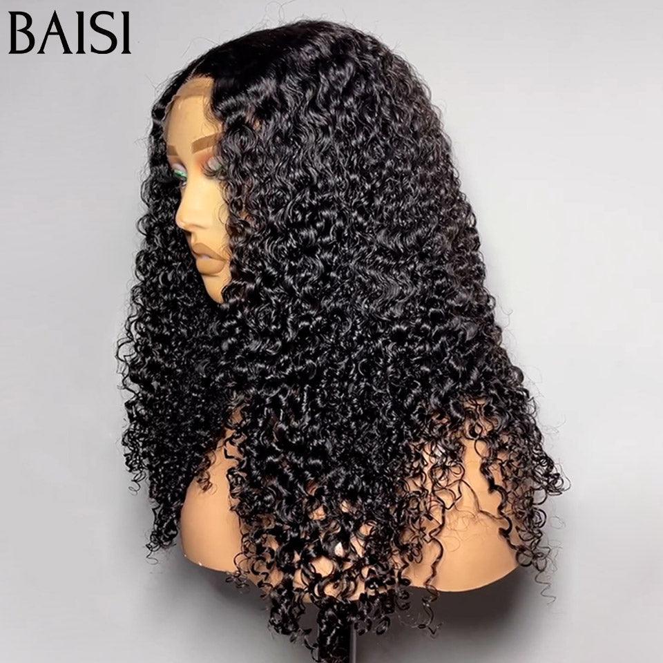 BAISI 4X4 Luxury Wigs Volume 300% Density Curly Wave Double Drawn Virgin Hair 14 Inches in 100% Human Hair FR20