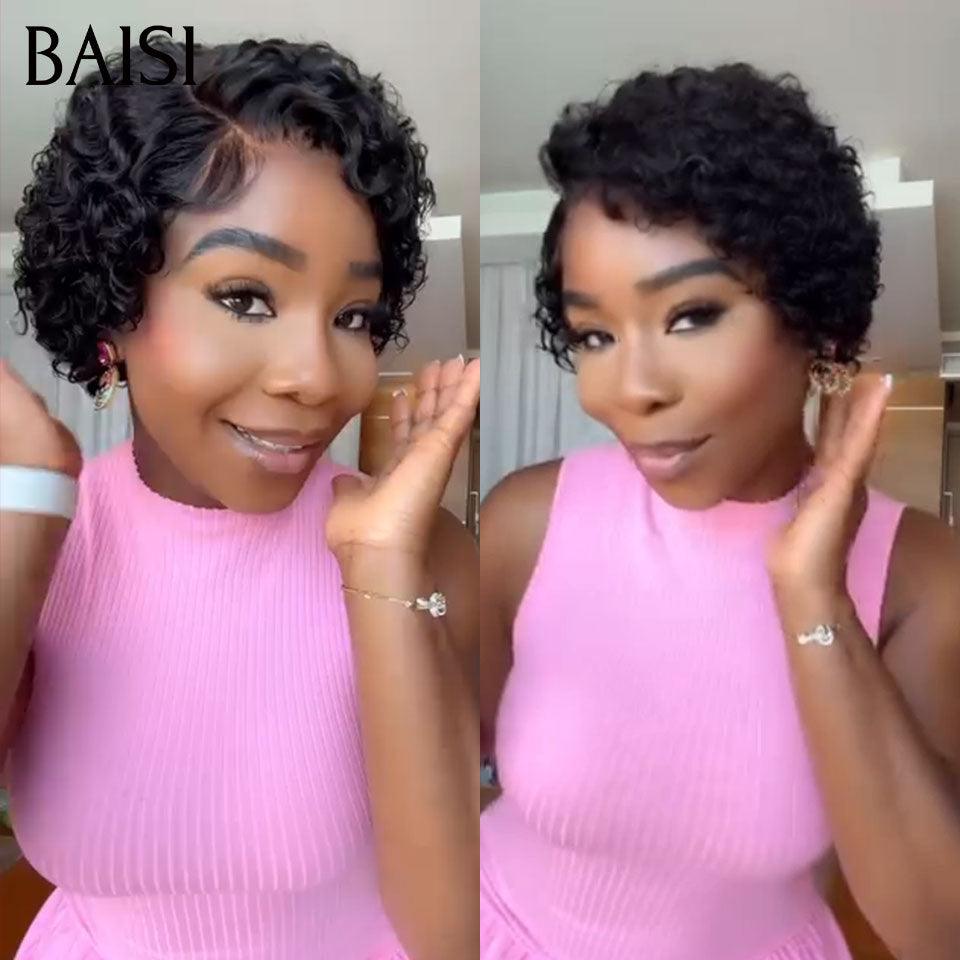BAISI Pixie Finger Wave Wig small cut 13x4 Lace Frontal 6 inches €79 In 100% Human Hair BAISI20