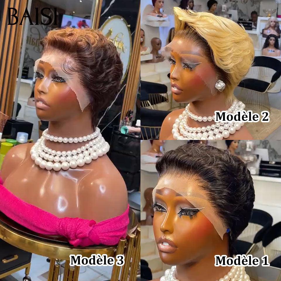BAISI Pixie Finger Wave Wig corte pequeño 13x4 Lace Front 6 pulgadas 79 € En cabello 100% humano BAISI20