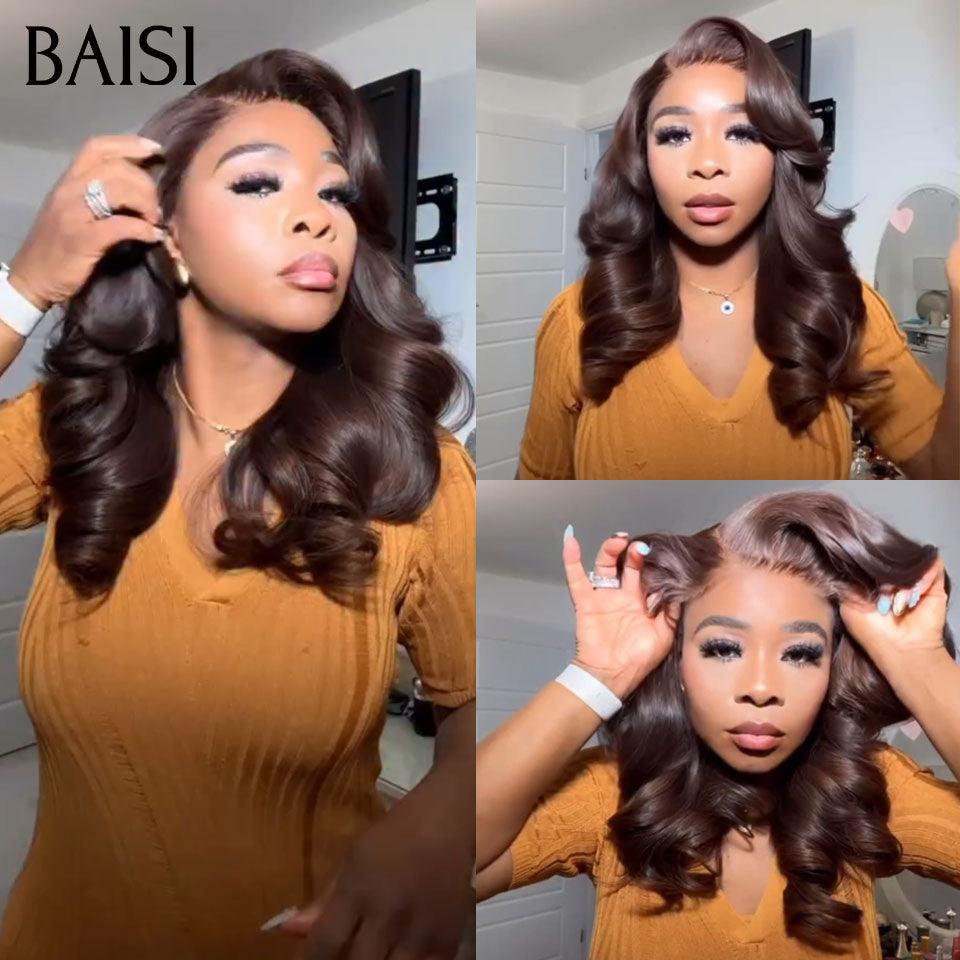 BAISI 3 Perruques bob 261€ Noir Sans Colle Facile à Porter ou Prix black friday 139€ 20P 065C ou 13X4 lace Naturelle wave Marron 20 Pouces en 100% vrais cheveux humains Code : VIP100