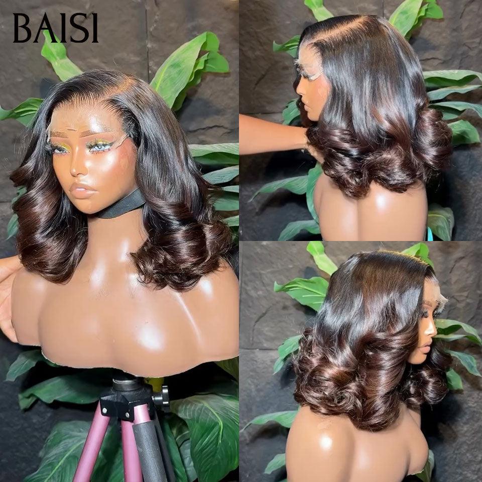 BAISI perruque 4X4 lace 159€ moitié prix En Couleur marron 1BT4# coupe personnalisée voluminieux 250% densité plus de 20 ans d' utilisations MP50