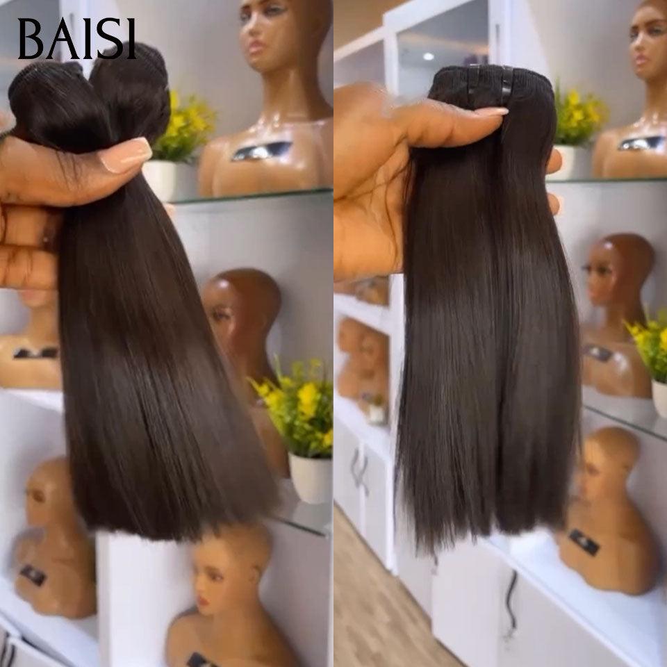 BAISI 15A Grade 3 Balls of Virgin Hair Weaves 100% Vietename Hair Double Drawn Fumi Hair hook straight Smooth