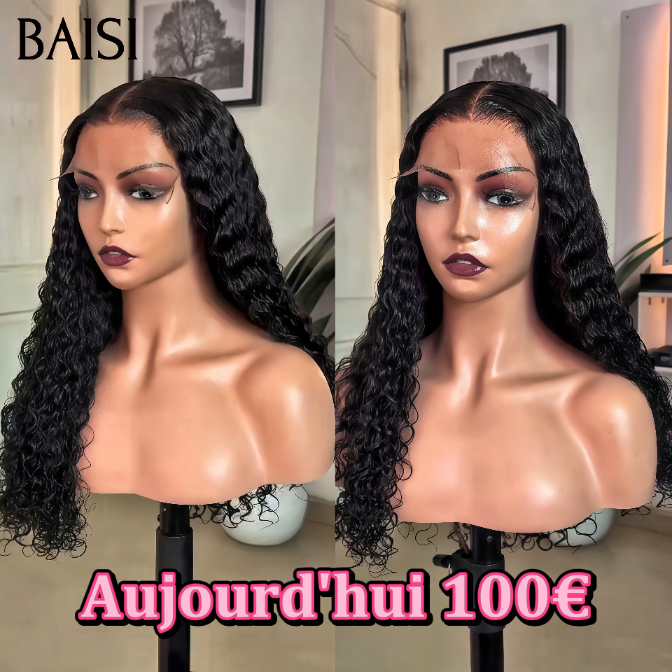 BAISI pour revendre 13X4 lace frontal Perruque long curly wave NOIR Promo 18Pouces 100€ 100% Raw Hair en 100% vrais cheveux humains