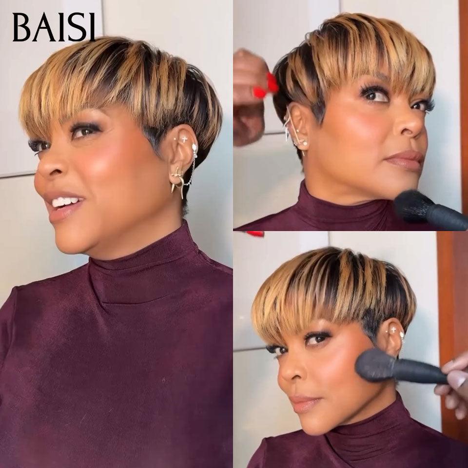 BAISI 13x4 Lace Frontal Pixie Finger Wave Perücke kleiner Schnitt 6 Zoll 79 € In 100 % Echthaar B FR20