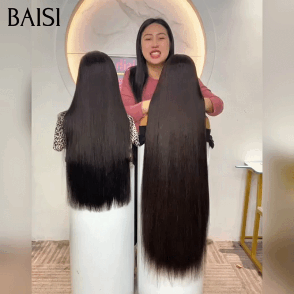BAISI promotion 13X4 lace frontal long Lisse NOIR Comme de vrais cheveux 100% Raw Hair en 100% vrais cheveux humains