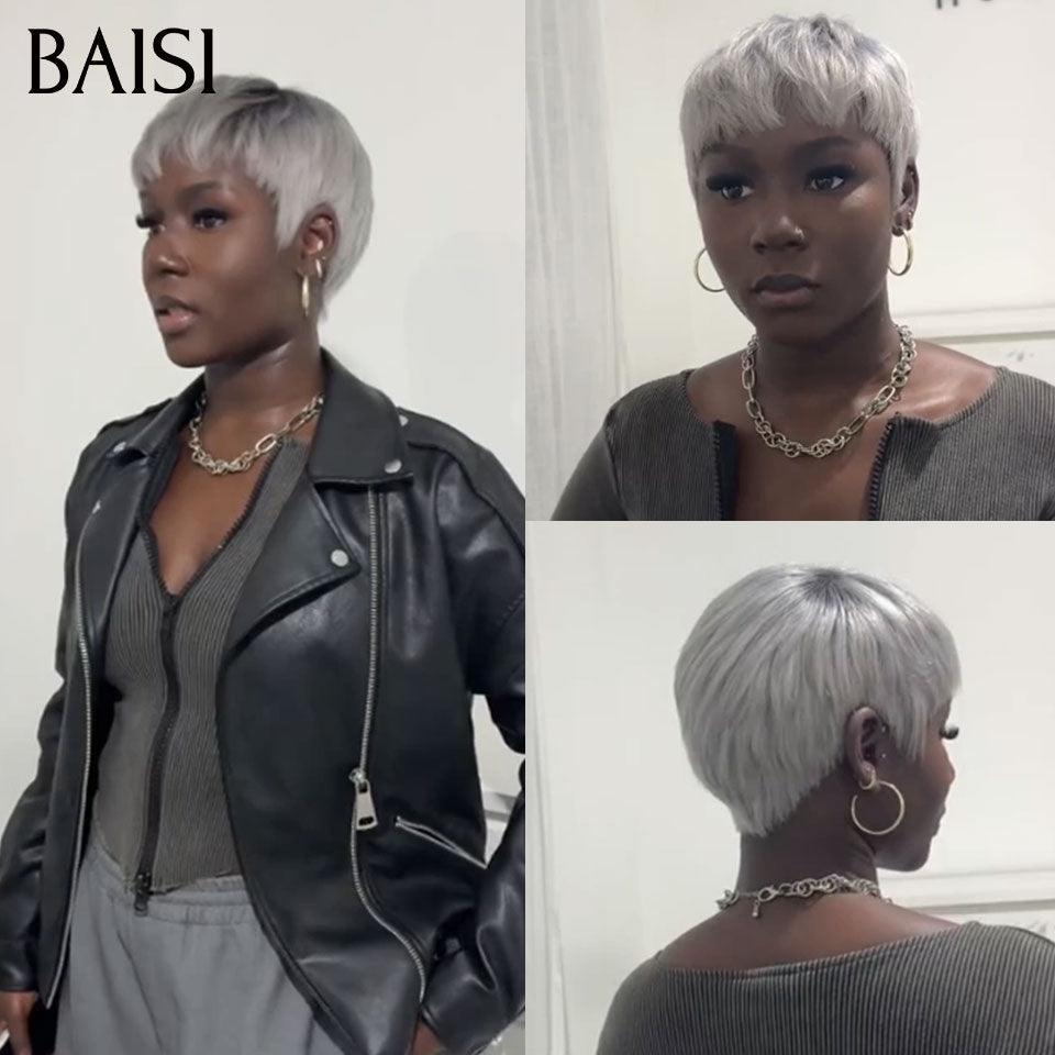 BAISI Parrucca frontale in pizzo 13x4 con onde pixie e dita taglio piccolo 6 pollici € 79 In capelli umani al 100% B FR20