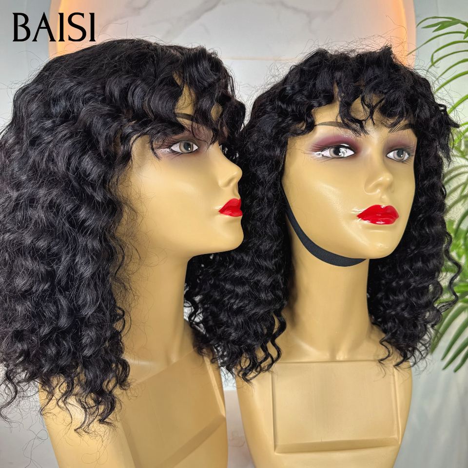 sans lace sans Colle deep Wave avec Frange noir 12 pouces 69€ PROMO en 100% vrais cheveux humains