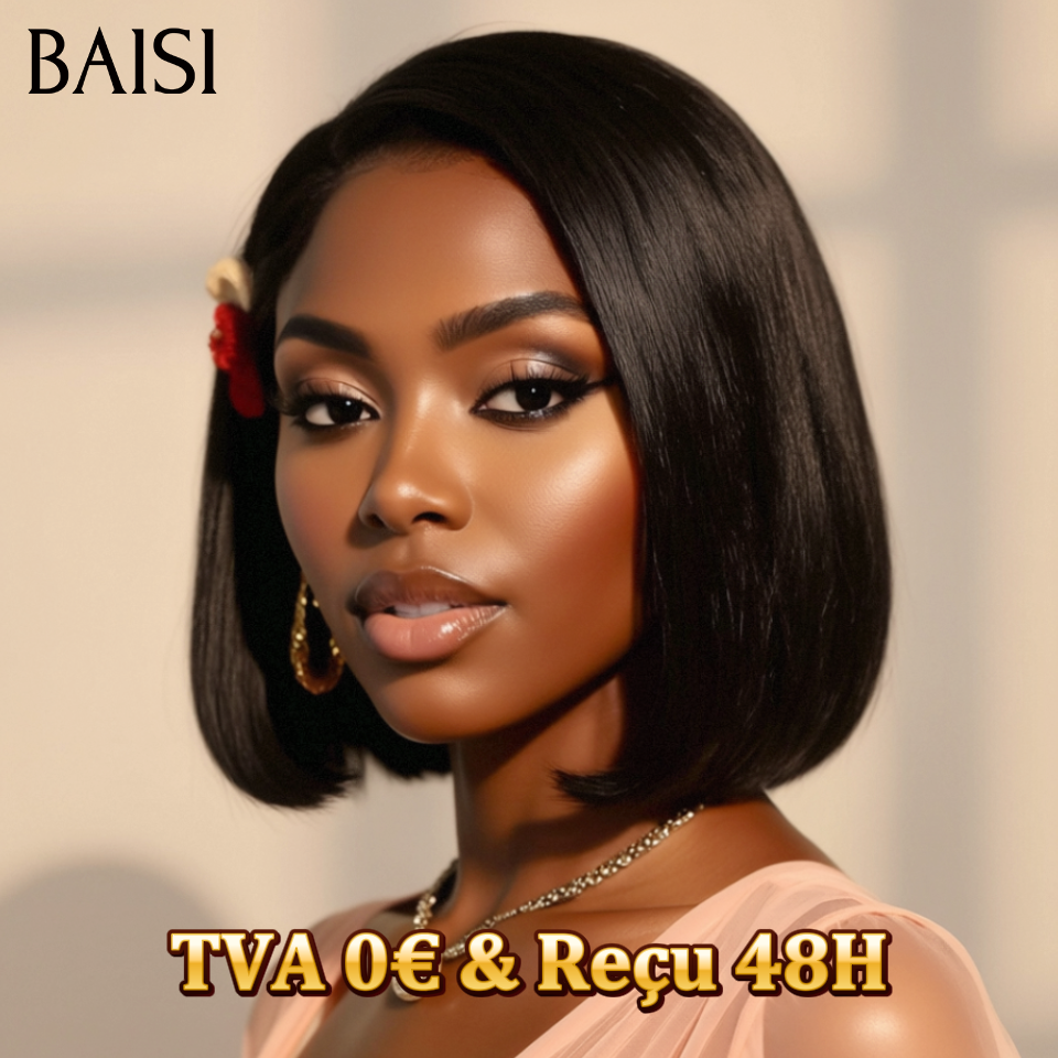 BAISI Perruque Lisse BOB 4x4 lace closure 8 Pouces 66€ ou 13x4 lace frontal 10 Pouces 78€ en 100% Cheveux Humains