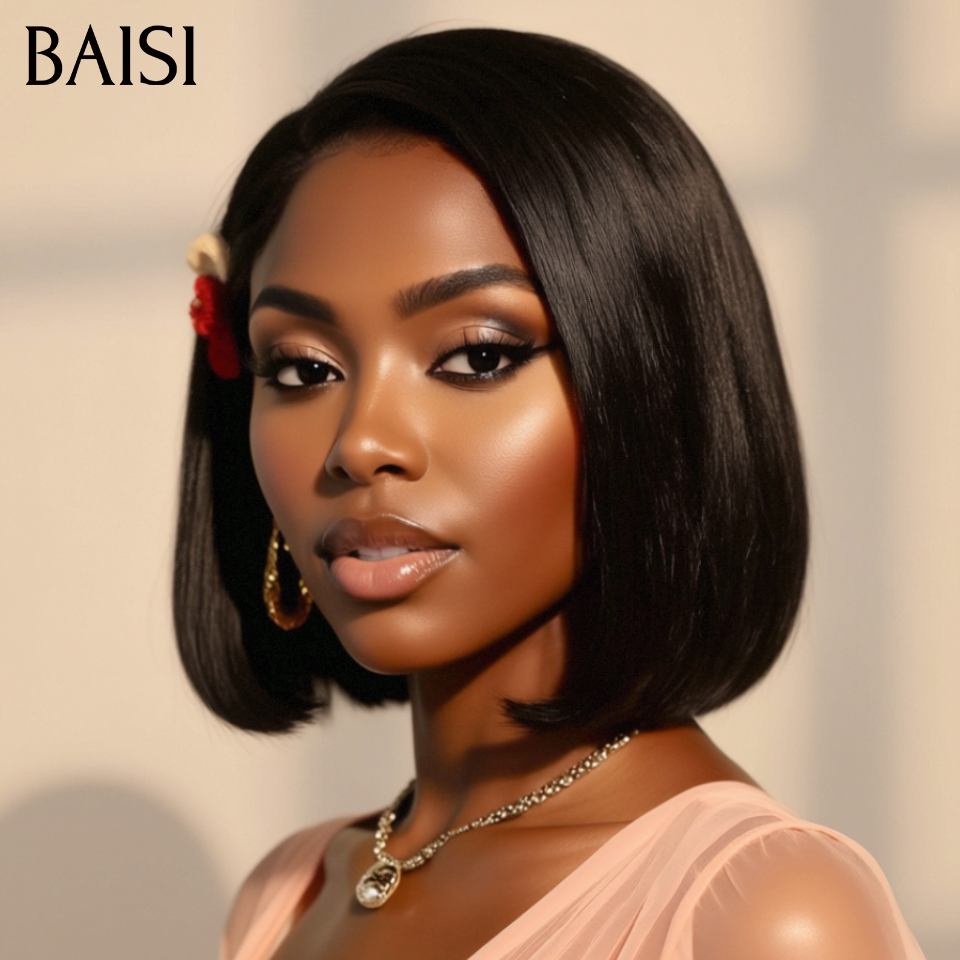 BAISI Perruque Lisse BOB 4x4 lace closure 8 Pouces 66€ ou 13x4 lace frontal 10 Pouces 78€ en 100% Cheveux Humains