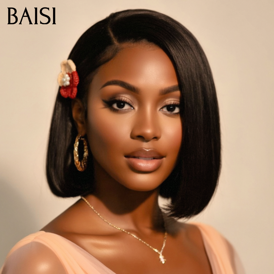 BAISI Perruque Lisse BOB 4x4 lace closure 8 Pouces 66€ ou 13x4 lace frontal 10 Pouces 78€ en 100% Cheveux Humains