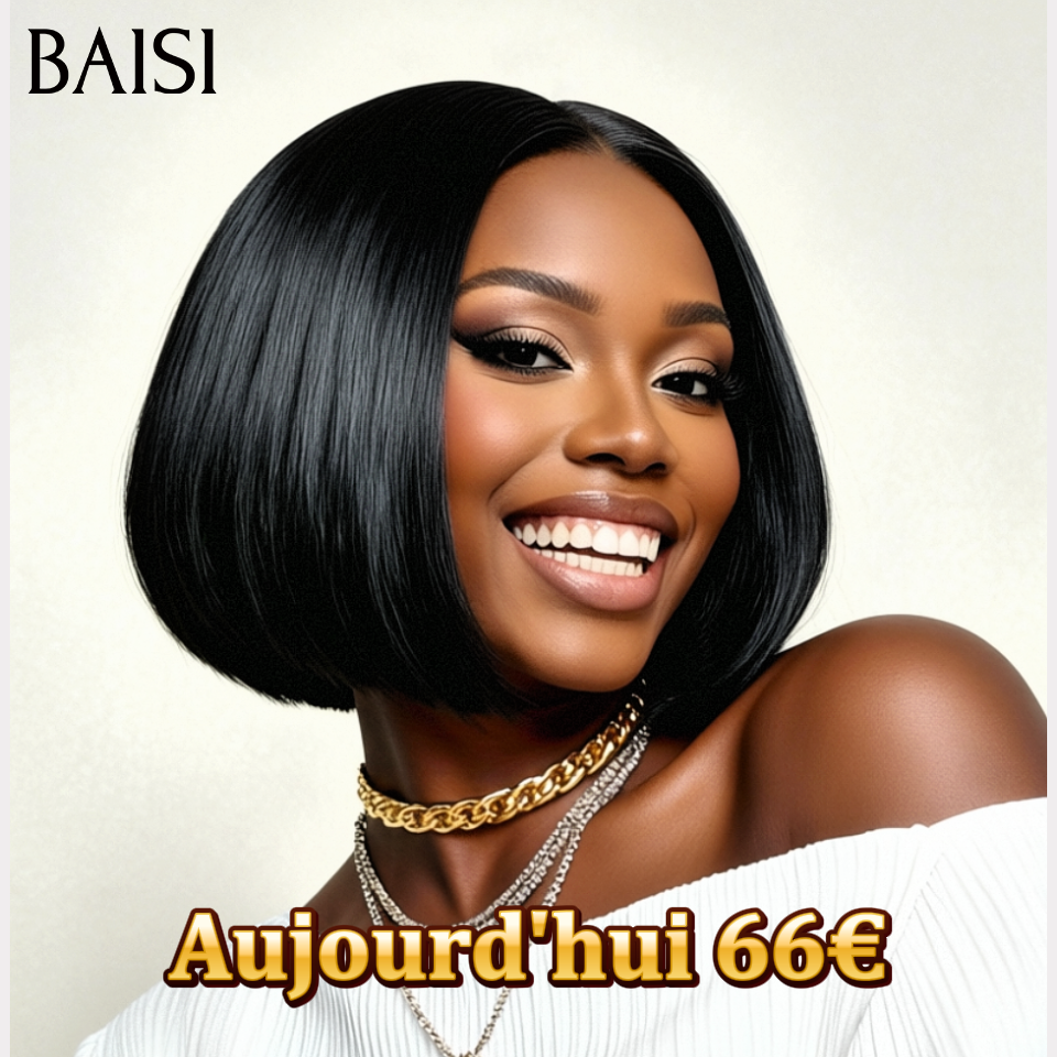 BAISI 4X4 raw hair 8 pouces lisse 66€ ou 100% Viêtnam Hair 2X6 Bob 85€ de luxe Perruque Naturelle Lisse BONE Straight 8 Pouces en 100% Cheveux humains BS65