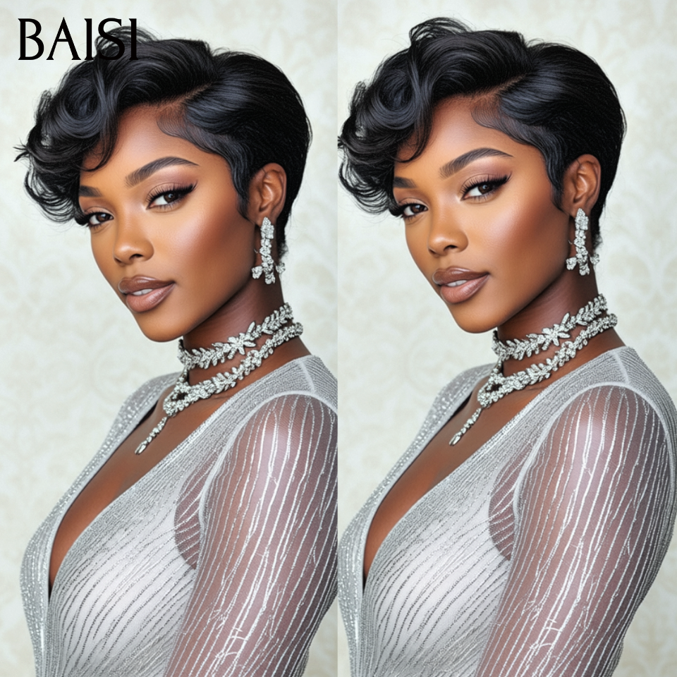 BAISI 4X4 lace Straight Bob Wig 8 Inches In BLACK color Mix Burgundy #1Bmxi#99J in 100% Raw Hair