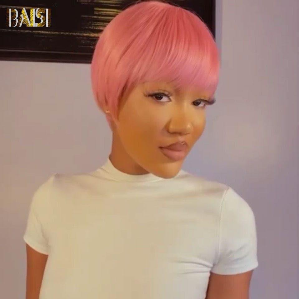BAISI Top Modèle Petite Coupe 55€ la Noir ou Rose en 100% Cheveux humains Fabriqué à la Machine