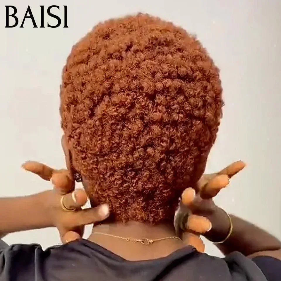 BAISI Kaufen Sie 5 Stück Fabrikpreis Pixie Perücke in schwarzer Farbe 100% Echthaar (kein Code erforderlich)