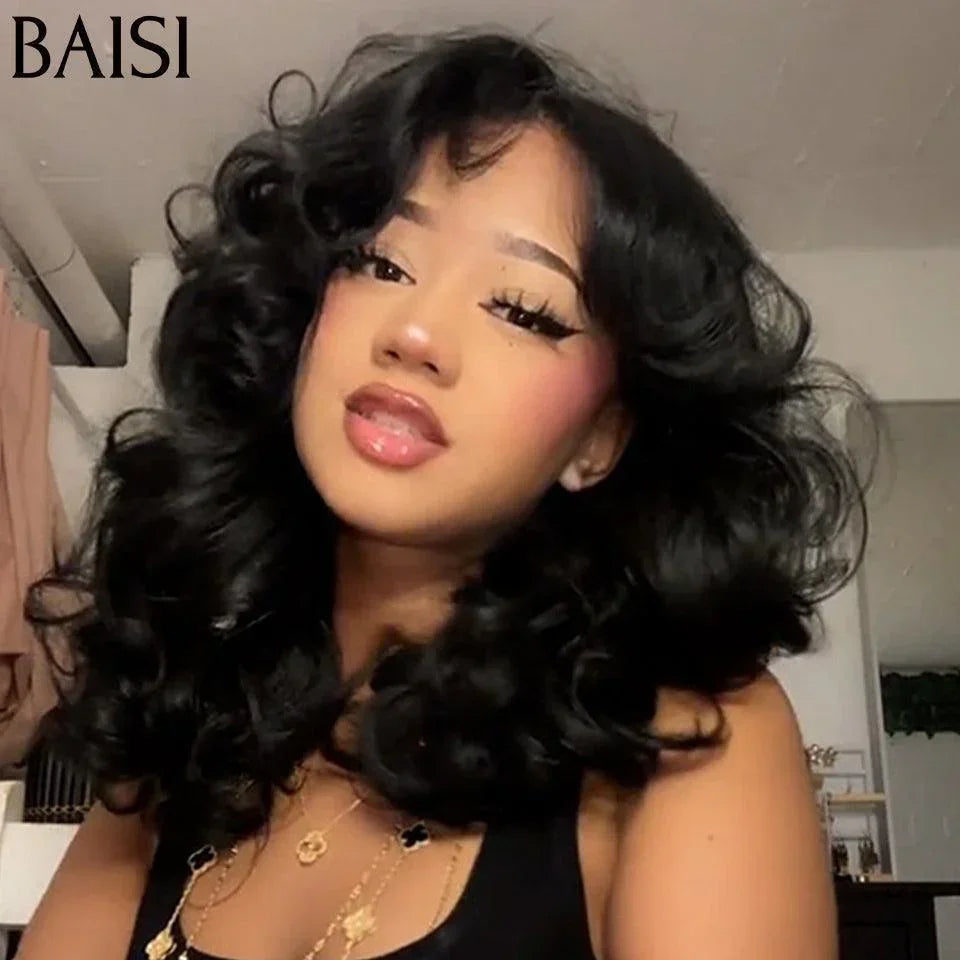 BAISI Offre Flash 13X4 Perruques de Luxe loose Wave 20 pouce en France TVA 0€ en Couleur NOIR 300%densité A1 Fabriquées par les cheveux double drawn mèches vièges volume en 100% Cheveux Humains FR20