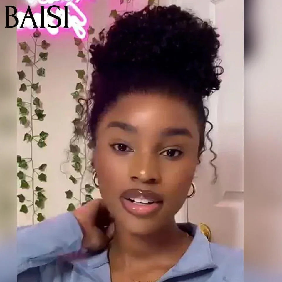 BAISI Upgrade Invisible Strap 360 Frontal Curly bouclée Adjustable cordes invisible et réglable Pré-plucked Pas Besoin de Colle 250% densité en 100% Raw Hair Lace déjà couper