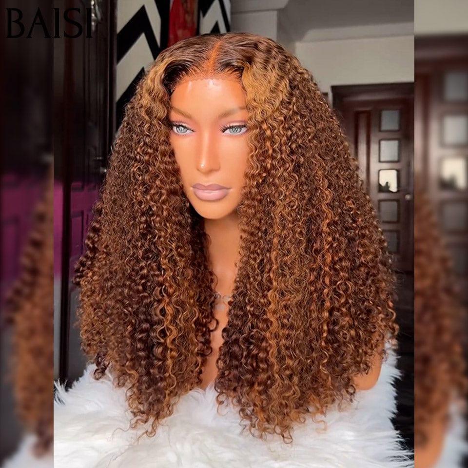 BAISI 4X4Perruques de Luxe Volume 250% densité en Couleur 4#Mix30# Curly Wave double drawn mèches vièges en 100% Cheveux Humains