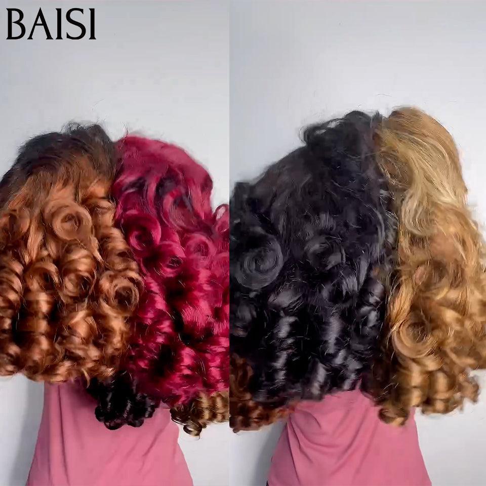 BAISI Perruque 4*4 Pixie Egg Curls Raie sur le côté différentes couleurs disponibles en 100% Cheveux Humains #025