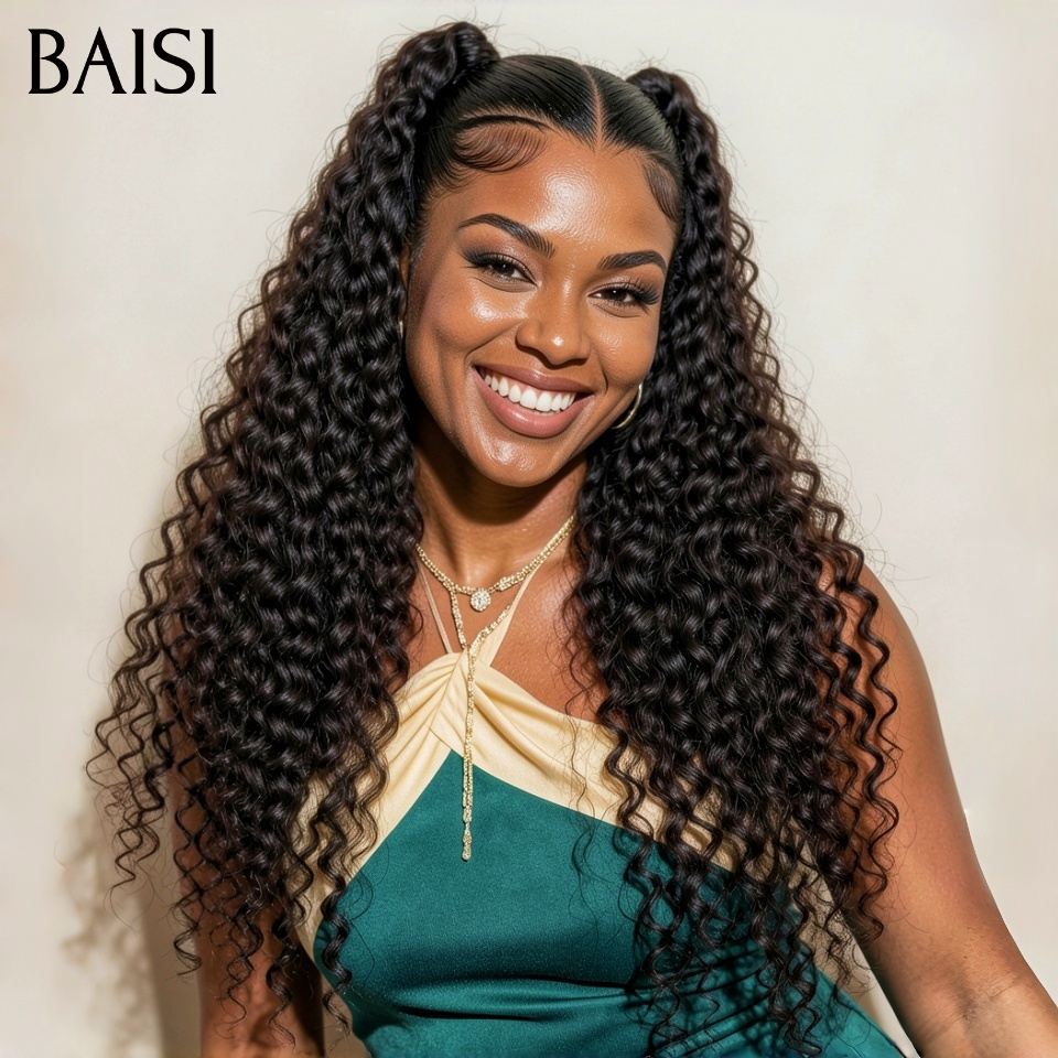 Nouveau produit 13x4 lace frontal curly wave Perruque avec Chignon de nattes Déjà Coiffée PROMO en 100% Cheveux Humains