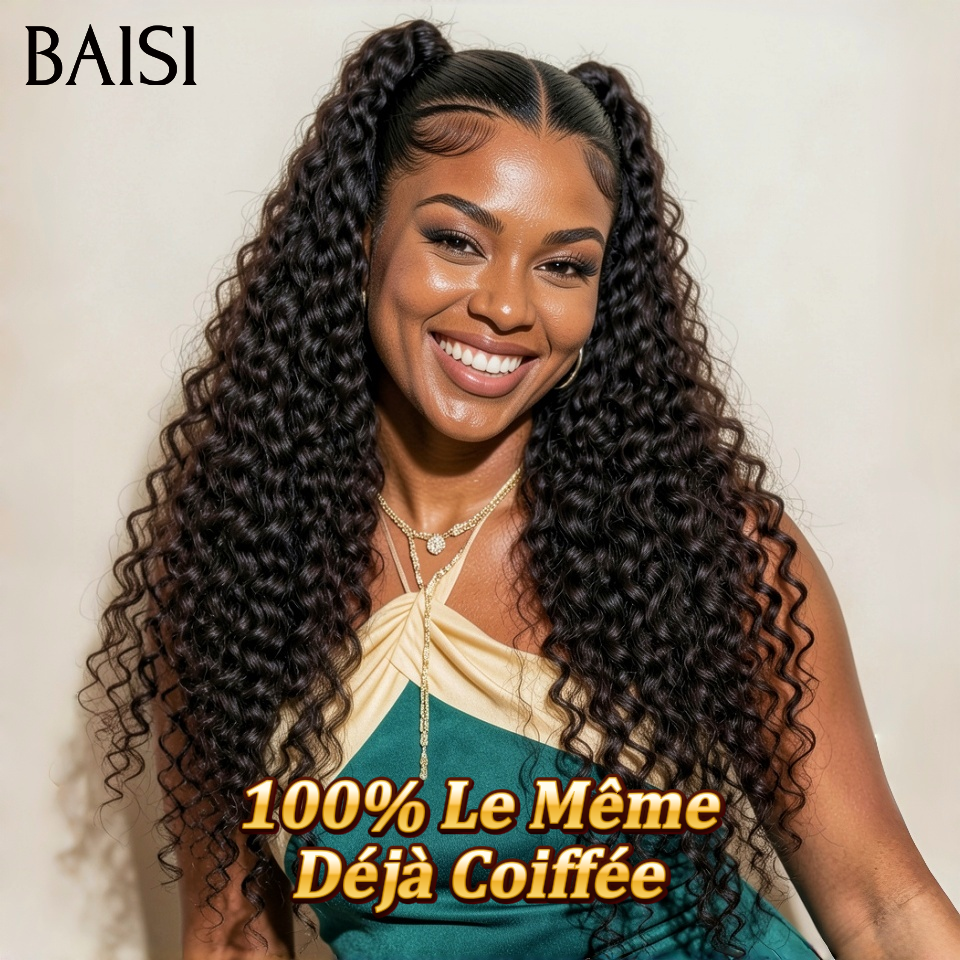 Nouveau produit 13x4 lace frontal curly wave Perruque avec Chignon de nattes Déjà Coiffée PROMO en 100% Cheveux Humains