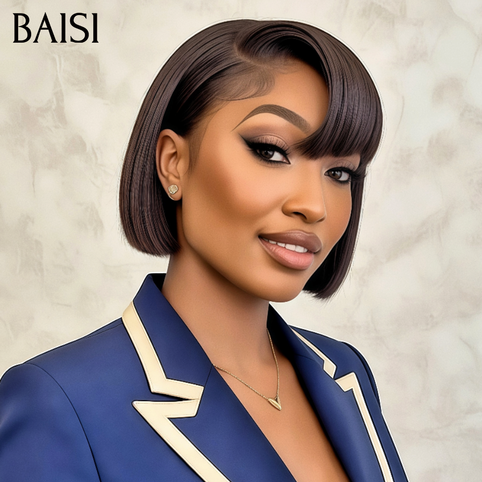 BAISI Déjà Coiffée 75€ 4x4 lace closure Lisse BOB raw hair ou 2x6 lace perruques de Luxe Haute Qualité Viêtnam Hair Lisse BOB 8 pouces en 100% Cheveux Humains BS65