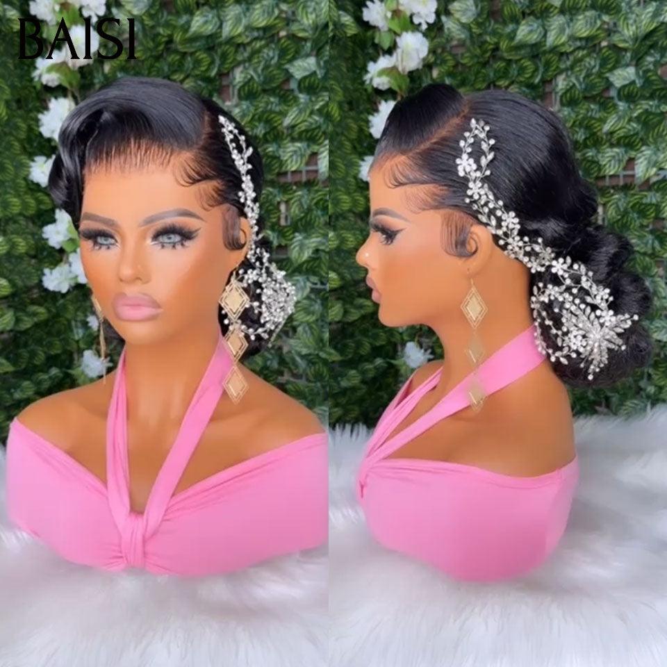 BAISI Coiffure de luxe Janet Perruques Mariage + Accessoires gratuits Prête à porter chignon et personalisation comme sur la vidéo 100% identique avec lace frontale pour mariage ou événement spécial BS120