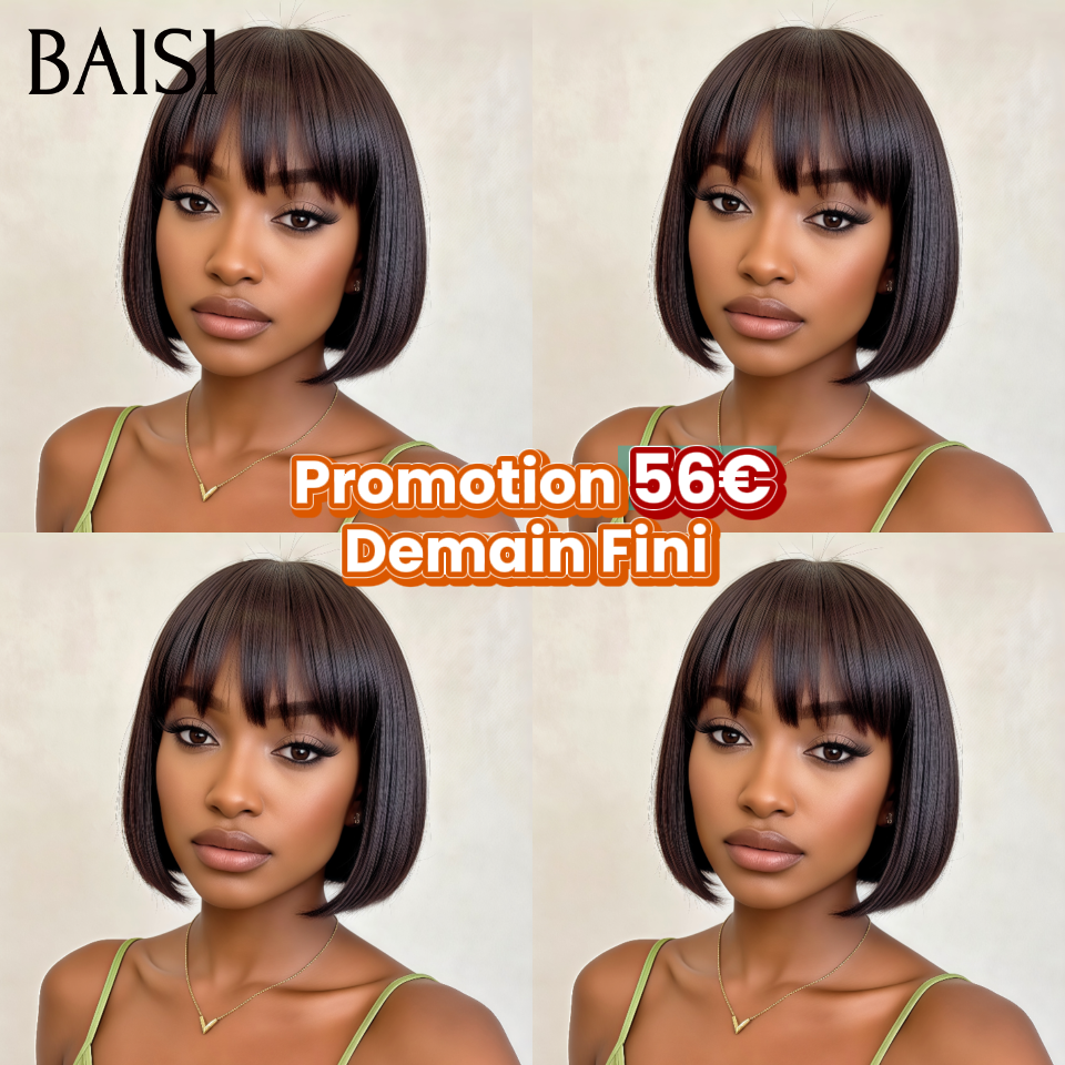 sans Colle 2x4 lace Lisse avec Frange noir 8 pouces 56€ Promotion en France en 100% vrais cheveux humains