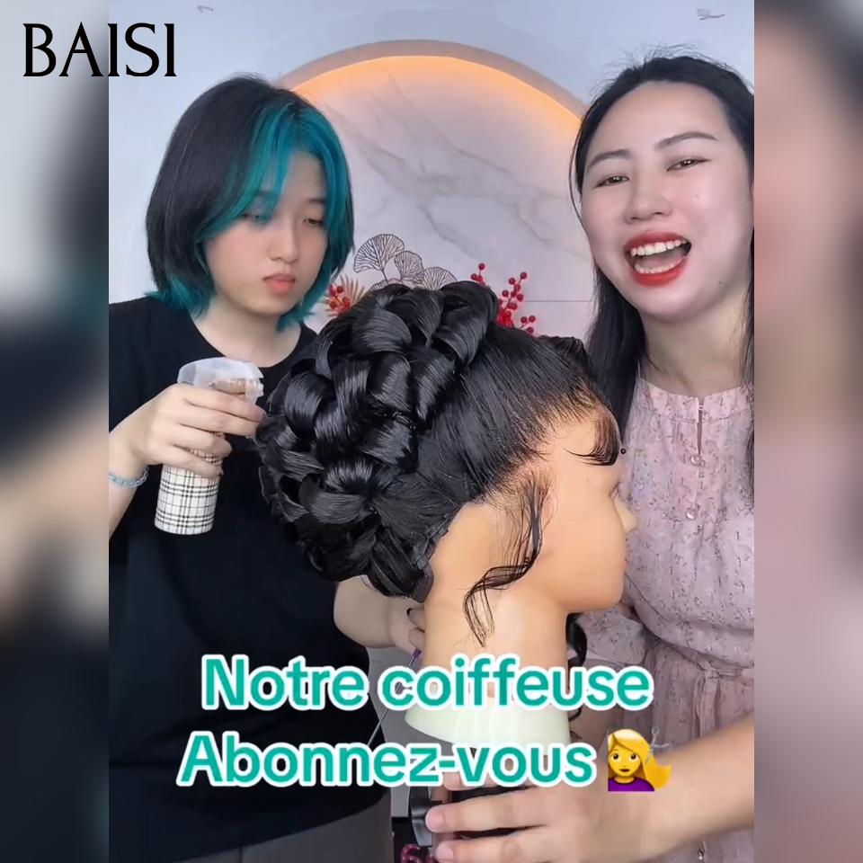 Coiffure de luxe Perruques Mariage NOIR Prête à porter chignon et personalisation comme sur la vidéo 100% identique avec lace frontale événement spécial