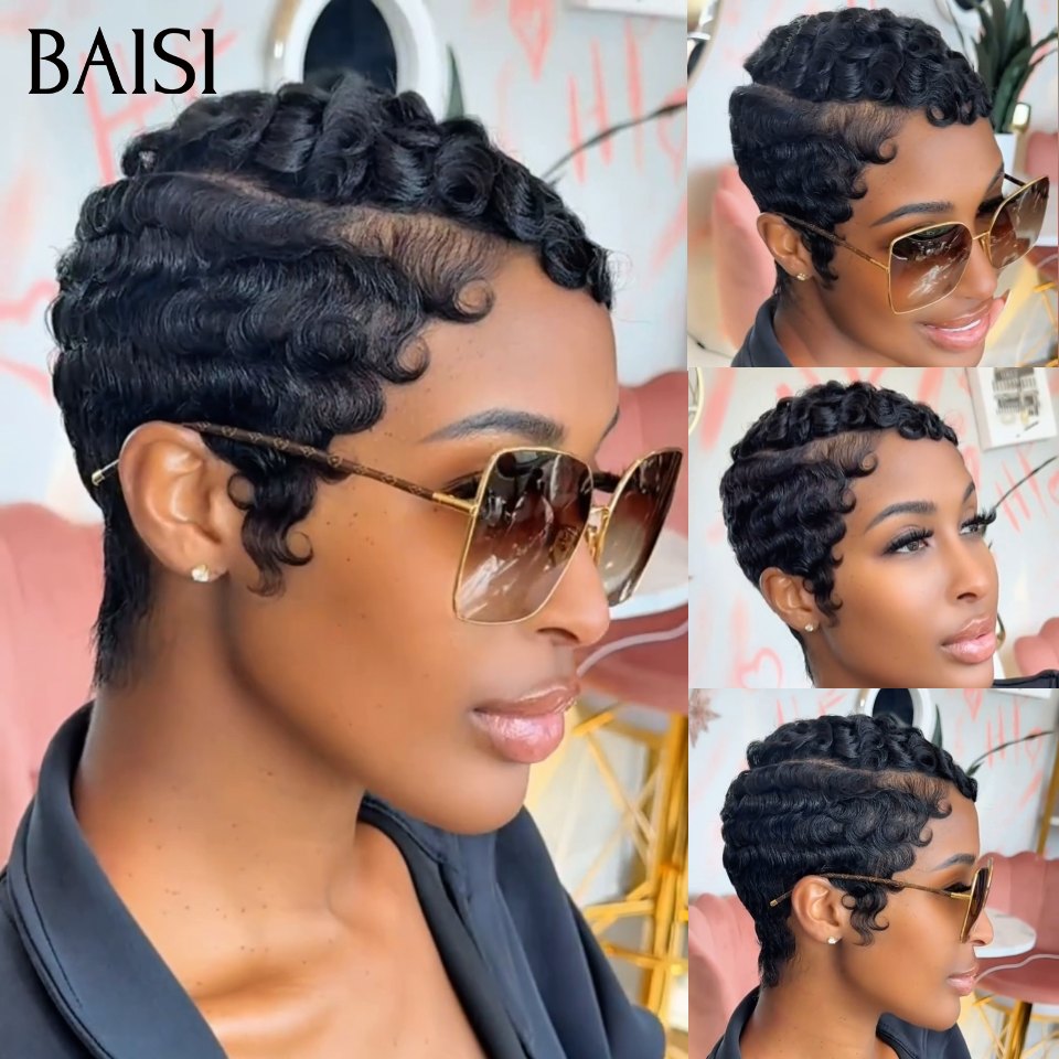 BAISI Peruca chioma com lace frontal ou 4X4 BOB Liso 8 Polegadas Risca ao lado Mista 68€ em 100% Cabelo Humano BS65
