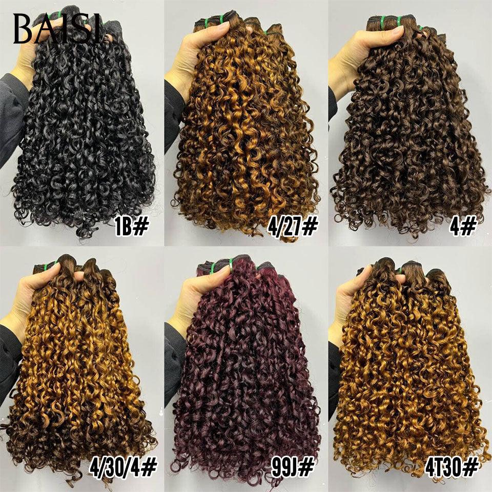 BAISI 12A 3-Kugel-Haarwebart Braun 4# In 100 % Echthaar, Körperwelle