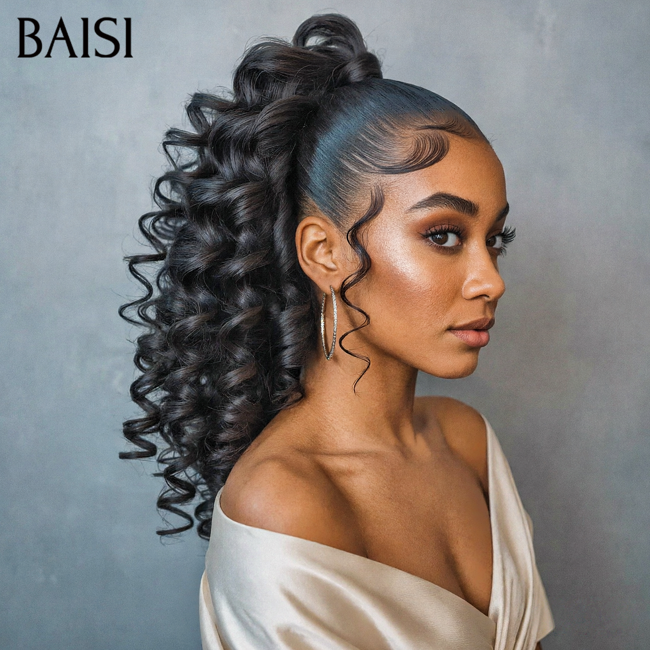 13x4 lace frontal Perruque Coiffée + Cadeaux gratuits Naturelle wave avec Chignon de nattes en 100% Cheveux Humains